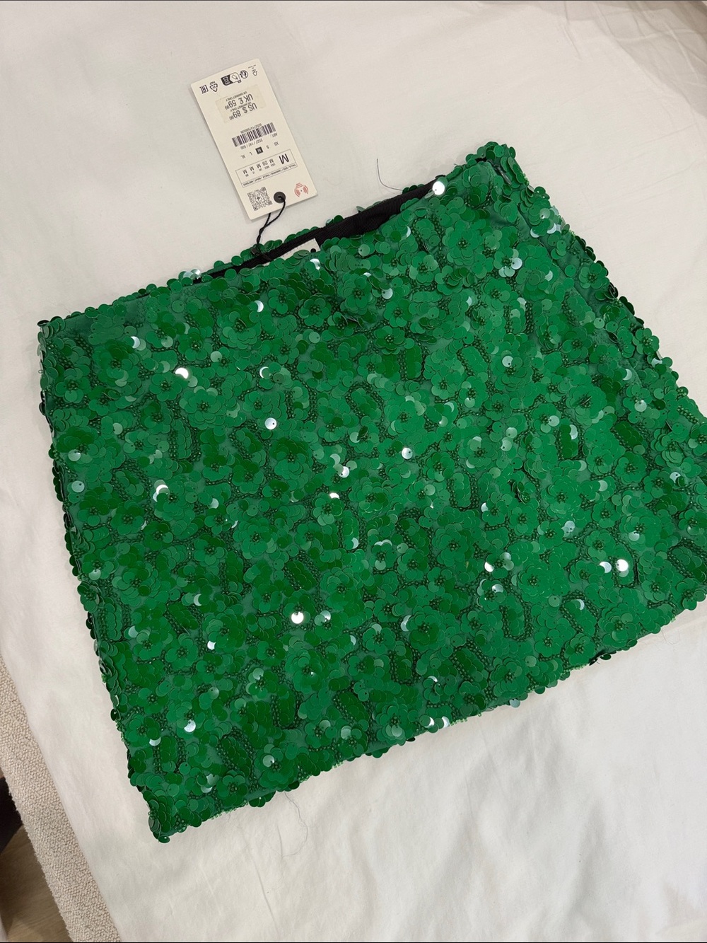 Zara Emerald Green Sequin Mini Skirt